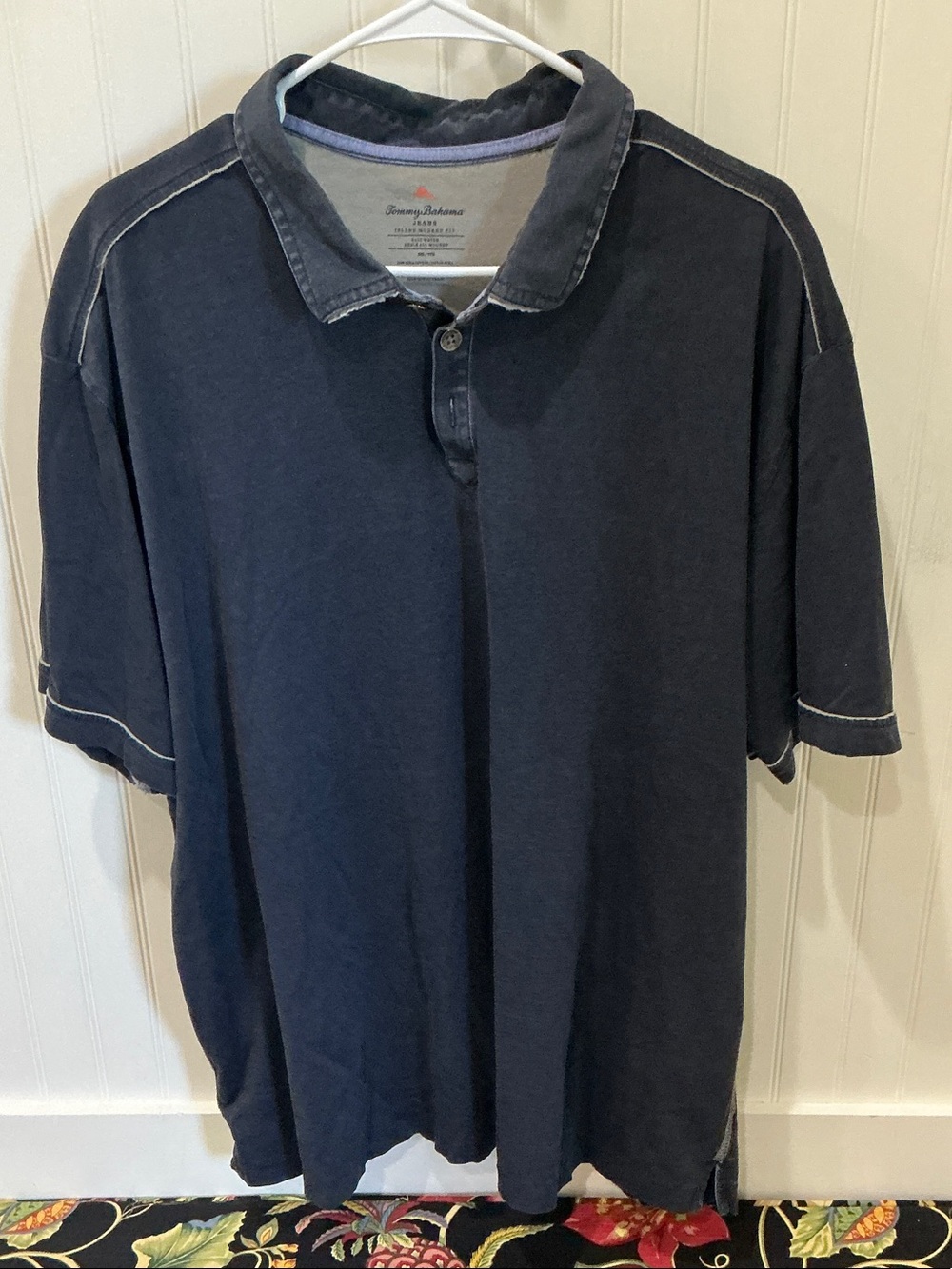 Tommy Bahama Navy Short-Sleeve Polo with Contrast Stitching